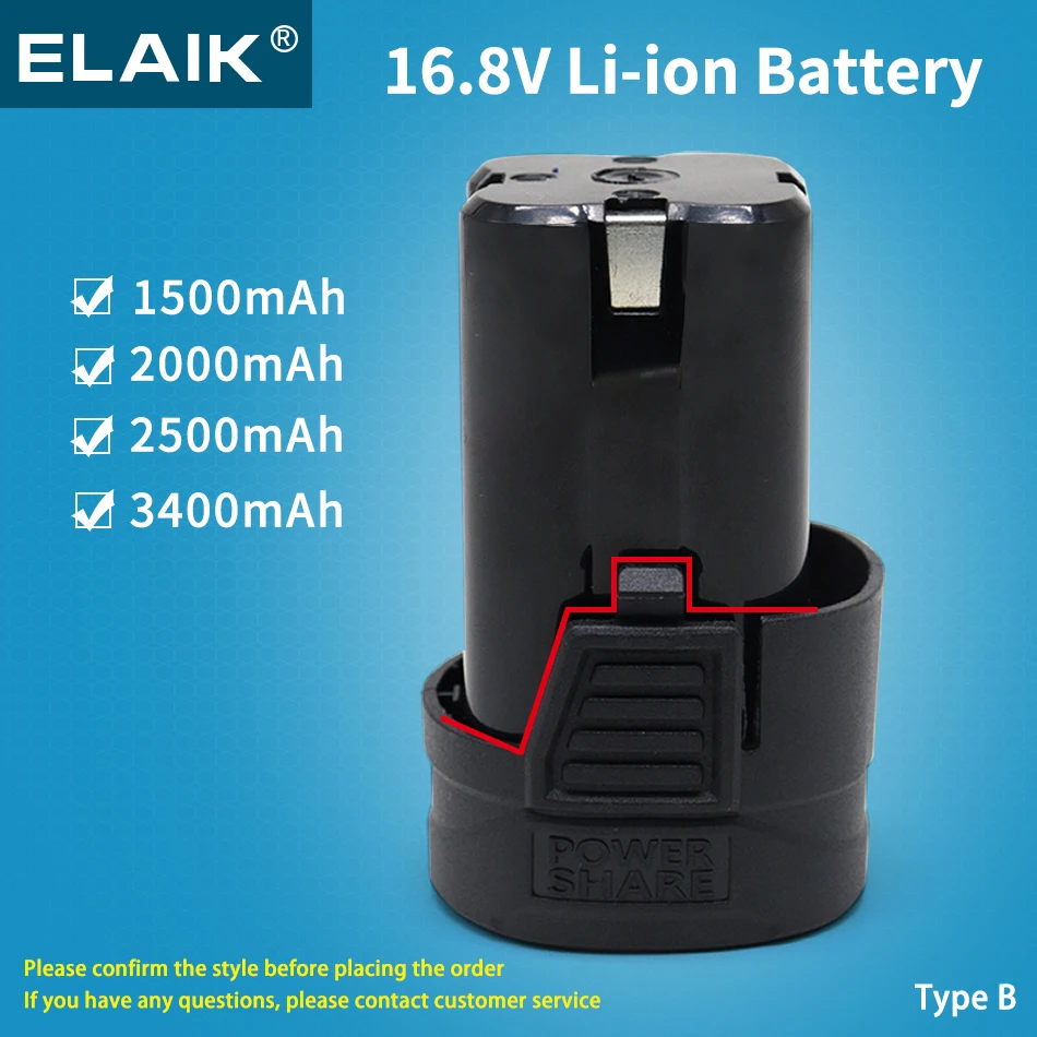 16.8V 1.5A/2A/2.5A/3.4A lithium battery for electric tools is suitable for screwdrivers, drills, and other paired electric tools