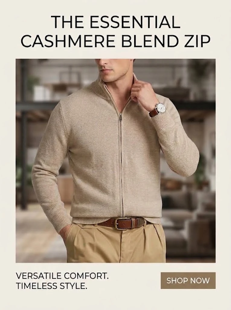 Herbst Herren Strick-Cardigan mit Reißverschluss, lässige Jacke mit Stehkragen, weiche Jacke, schmale Passform, thermische Winter-Oberbekleidung für Herren – Detail 1
