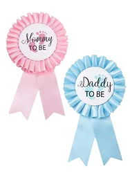 Sexo do chuveiro do bebê Revelar Decorações do partido, Mamãe Para Ser e Papai Para Ser Emblema, Mamãe e papai, 2pcs