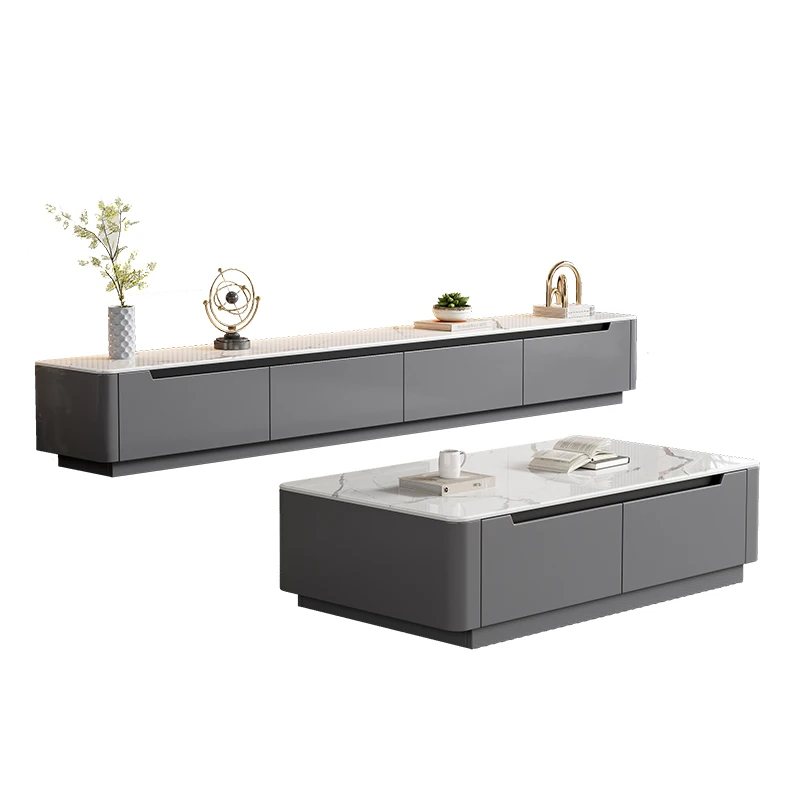 

Solid wood rock slab coffee table, TV cabinet combination, modern simple living room, household storage