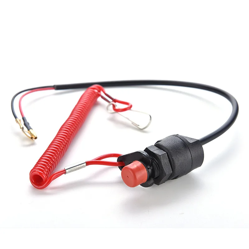 2Pcs Outboard Motor Emergency Kill Switch With Safety Lanyard Emergency Stop Button for Jet Ski Compatible Yamaha Suzuki Honda