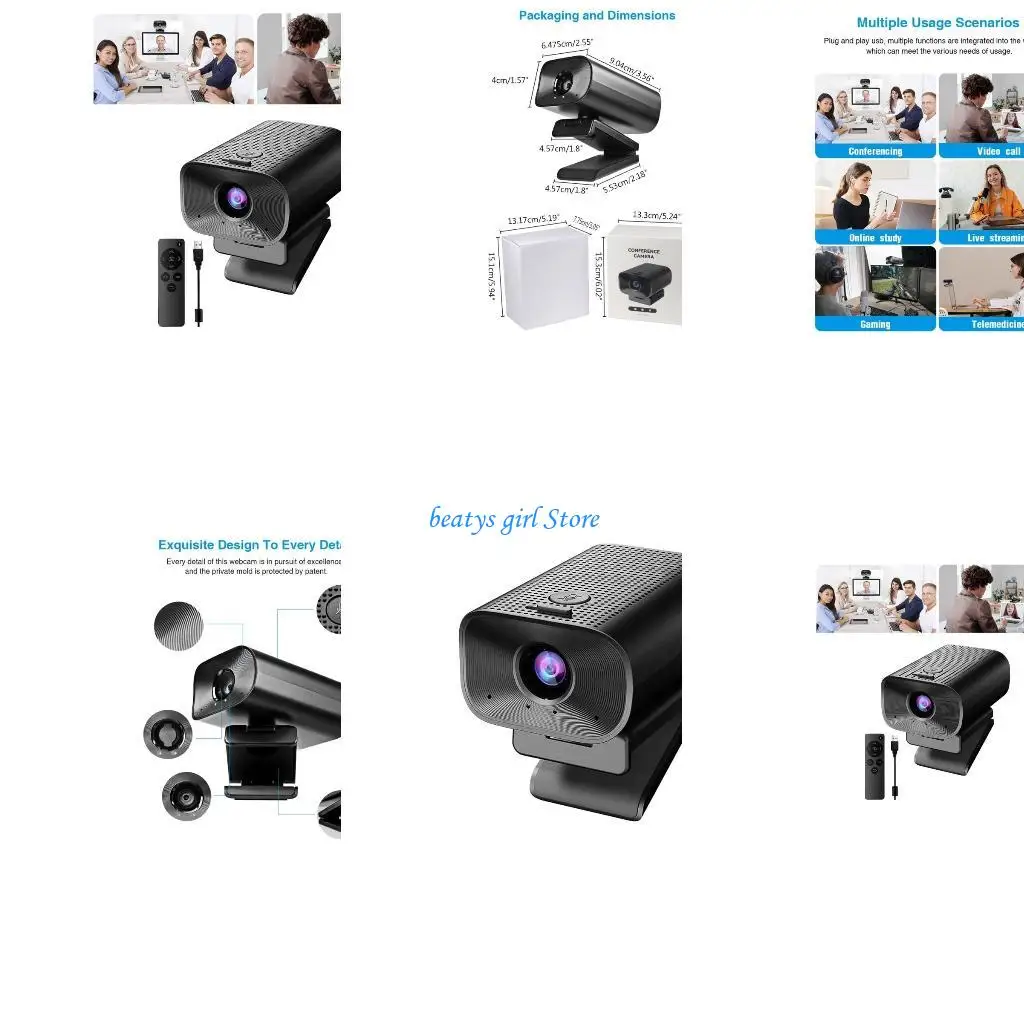 

C7AB Computer Camera Webcam USB Web with Microphone Speaker for Video Conference