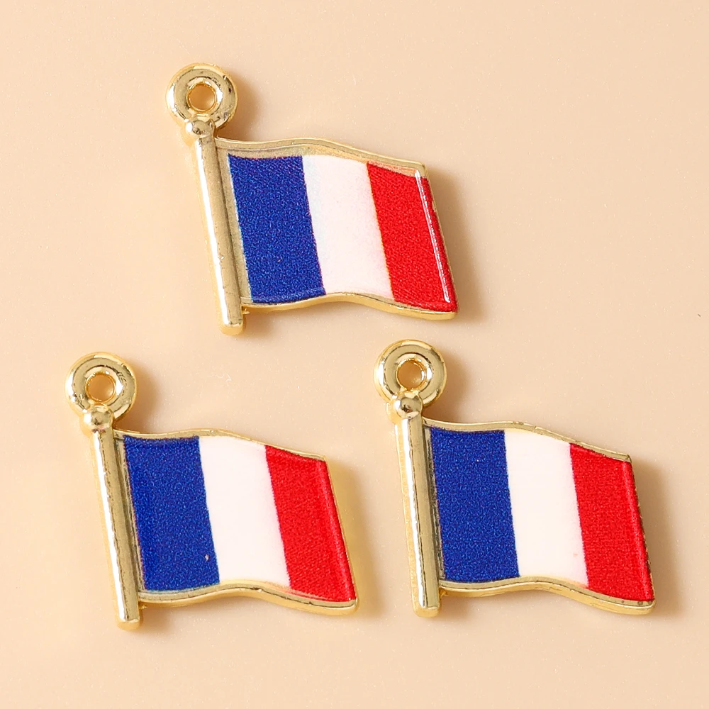 Leslie 10 Stück Emaille-Anhänger mit Nationalflaggen von Ländern für Halsketten, Ohrringe, DIY-Schmuckherstellung, Zubehör und Accessoires – Detail 10