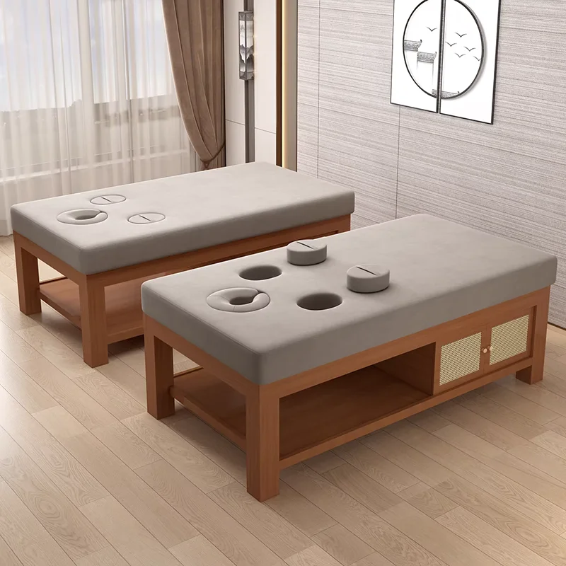 Solid Wood Massage Bed Aesthetic Stretcher Body For Salon Furniture Portable Massage Beds Home Moxibustion Therapy Bed