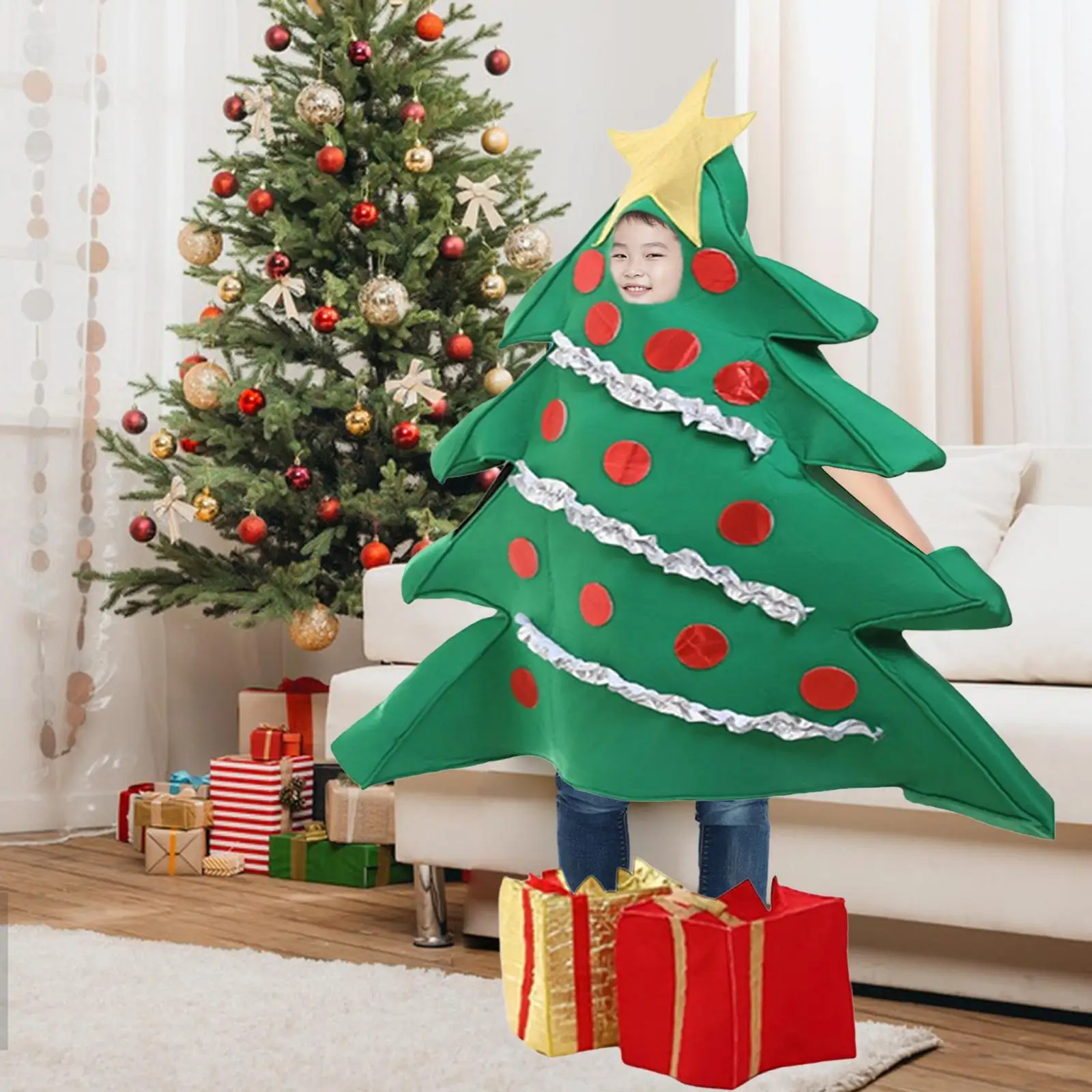 زي شجرة عيد الميلاد ملابس حفلات عيد الميلاد المضحكة للحفلات والمرحلة والسنوات الجديدة