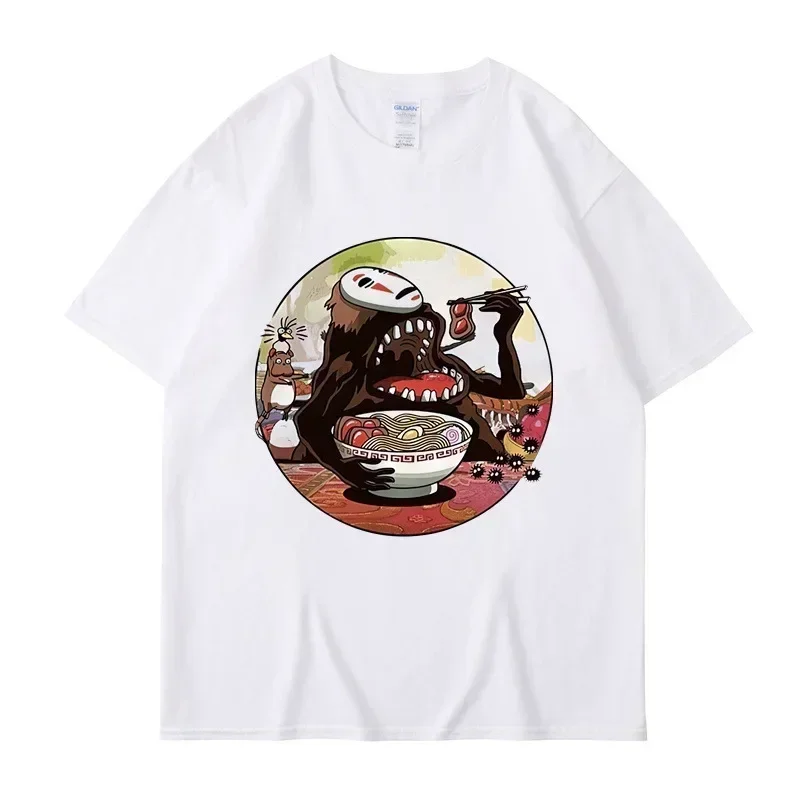 Cotton Round Neck Totoro Faceless Men's and Women's Short Sleeved T-shirt Ins Trendy Harajuku Loose Base Top New Product