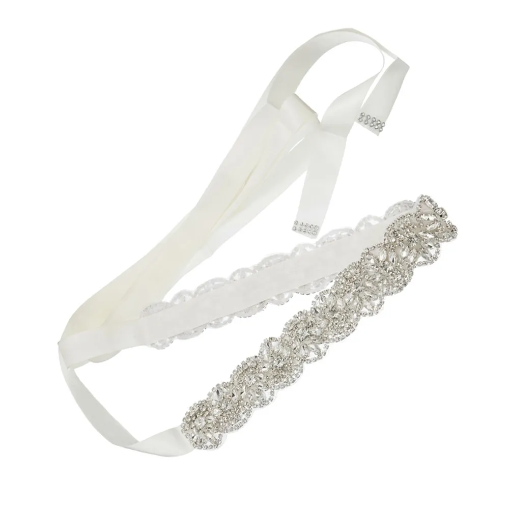 Crystal Embellished Silk Bride Belt Wedding Dress Sash Bridal Waistband Hand-Sewn Bridal Party Decoration Accessory