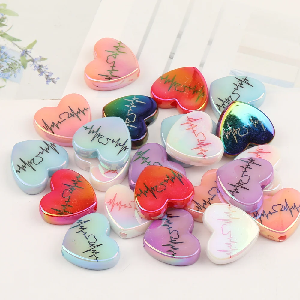 

Cordial Design 100Pcs 19*21MM DIY Beads/Aurora Effect/Heart Shape/Acrylic Beads/Jewelry Findings & Components/Hand Made #17106