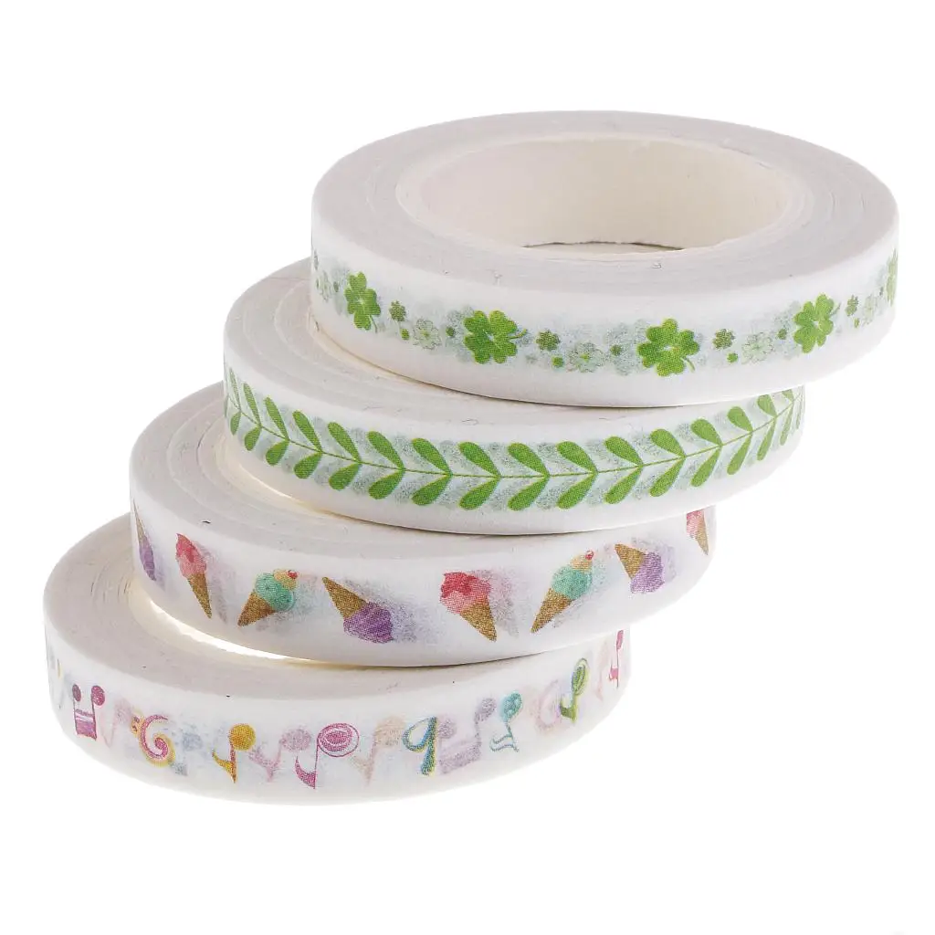 4 Pieces 10m Washi Tape Paper Masking Decorative Tape for Notebook Album