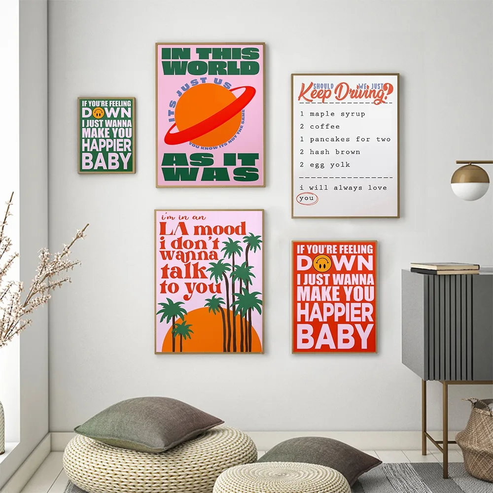 هاري أنماط الفن الملصقات لغرفة المعيشة ديكور ، ألبوم قماش اللوحة ، ضوء النهار ، غرامة خط ، المغني جدار صور #4