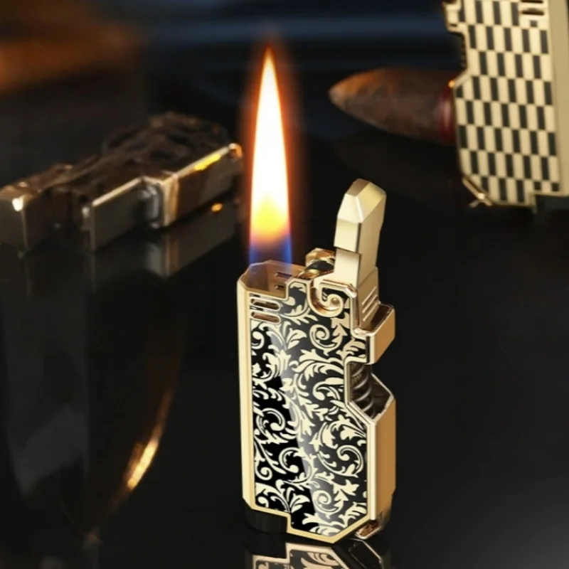 

New Metal Color Printing Mechanical Catapult Ignition Lighter Outdoor Open Flame Inflatable Portable Lighter Men's Gift