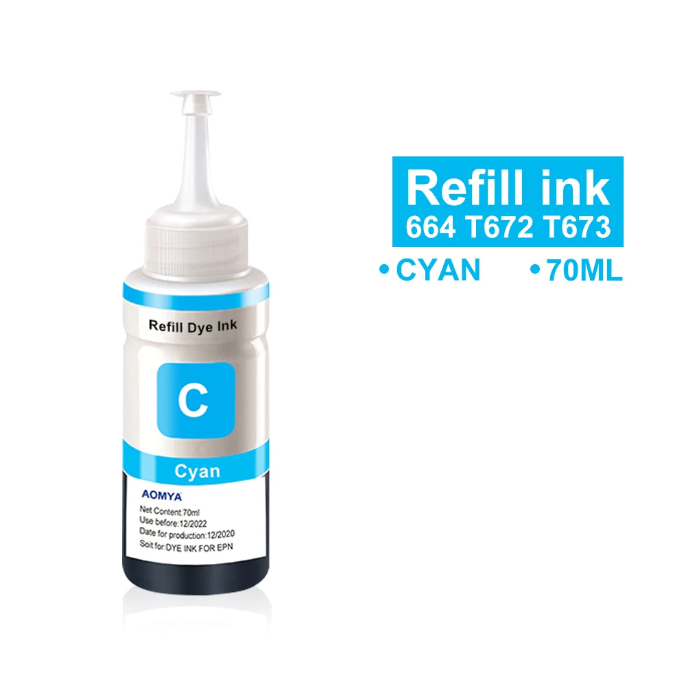 Kit de recarga de tinta corante 664 673, 6x70ml, para epson l800, l801, l805, l810, l850, l1800, l380, l565, t6731, t6732, t6733, t6734, t6735, t6736