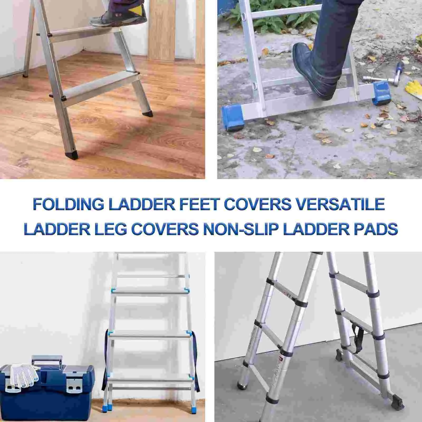 2 Pcs Ladder Foot Cover Feet Covers Non-slip Telescoping Ladders Folding Protector Protectors Protective Black Mat Non-skid