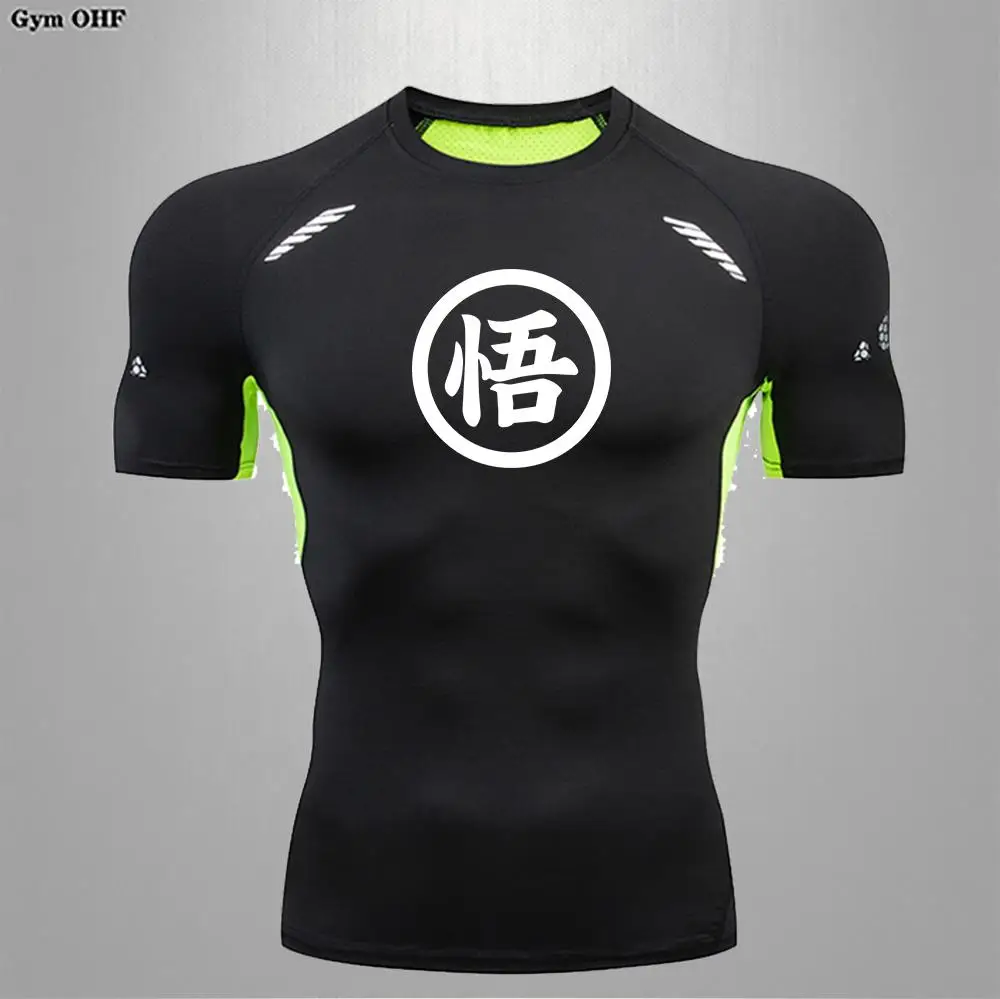 Goku Print Compression Shirts For Men Gym Workout Joging Fitness Undershirts Base Layer Quick Dry Aerobic Exercise Men Tops