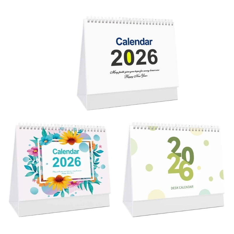 

Y5LB 2026 Desk Calendar Writing Pad 12 Month Runs Jan to Dec Twin-Coil Binding Monthly Academic Calendar for Home Office