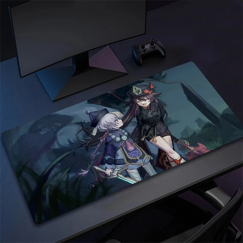 Genshin Impact Hu Tao Anime Mouse Pad Large Gaming Mousepad Rubber Mat Deskmat Pc Accessories Desk Protector Gamer Keyboard Pads