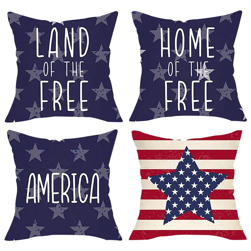 

Наволочки для подушек ко Дню независимости (4 июля), 45x45 см, набор из 4 штук, патриотические наволочки для Дня независимости, Дня памяти, для декора дивана.