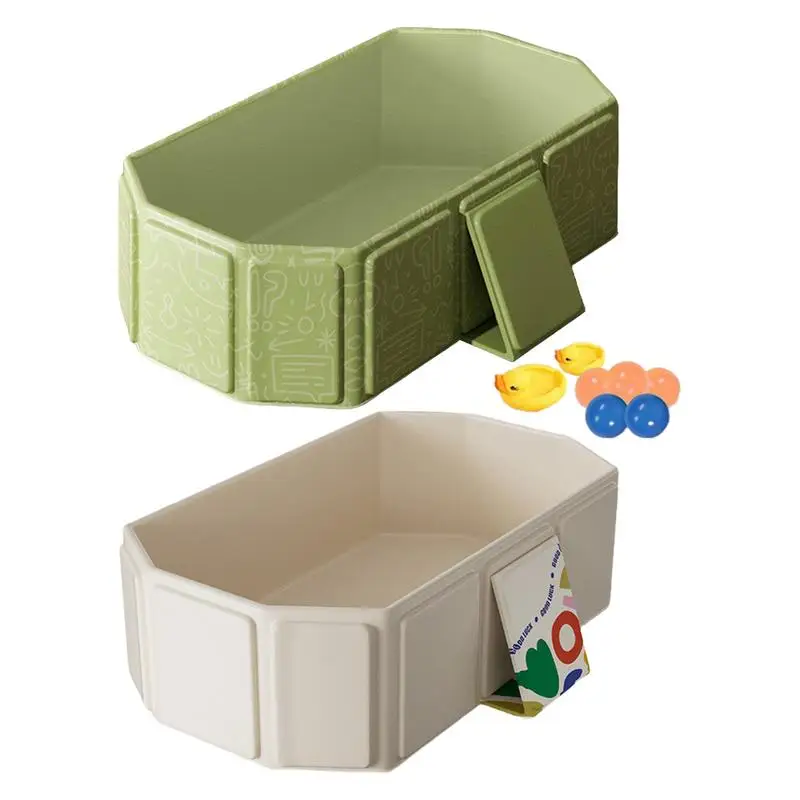 Foldable Bathtub Baby Foldable Baby Bath Water Toy Portable Shower Basin with 5 Balls & 2 Ducks for Kids 0-8 Years Old Cat Dog