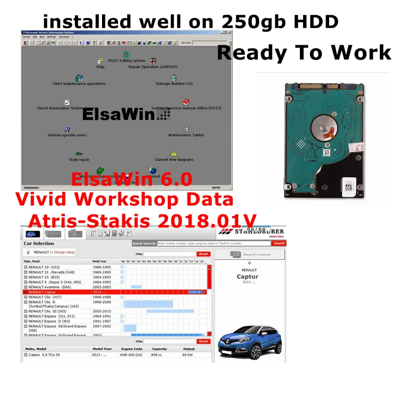 ElsaWin 6.0 Auto Repair Software Latest Vivid Workshop Data Atris-Stakis 2018.01V Installed Well on 250gb Internal HDD Ready Use