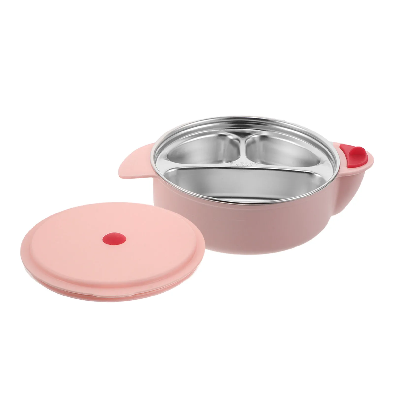 

Детские миски из нержавеющей стали с крышками, розовые, нескользящие, с разделителями, для кормления малышей, посуда для еды, контейнер для детского питания, миска на присоске