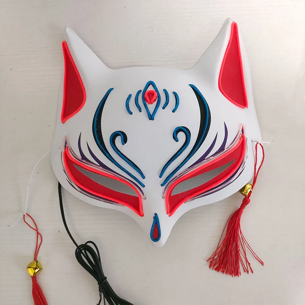 Fox Rabbit Halloween LED Cute Face Mask Party Horror Cosplay Props Light Up Masque Masquerade