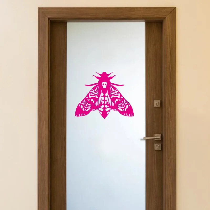 Gothic Death Head Moth Art Wall sticker Decor Halloween decorations living room door window glass decal #314 view 3