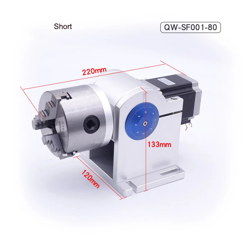 Manual Worktable With 80mm 3-Jaw Laser Clamping for Rotary Motor Shaft Compatible With Laser Marking Machines