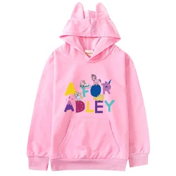 Um para Adley-Kawaii Hoodie para crianças, casacos de ouvido de gato para meninos, moletom Harajuku, streetwear para criança, pulôver HipHop feminino, jaqueta com capuz