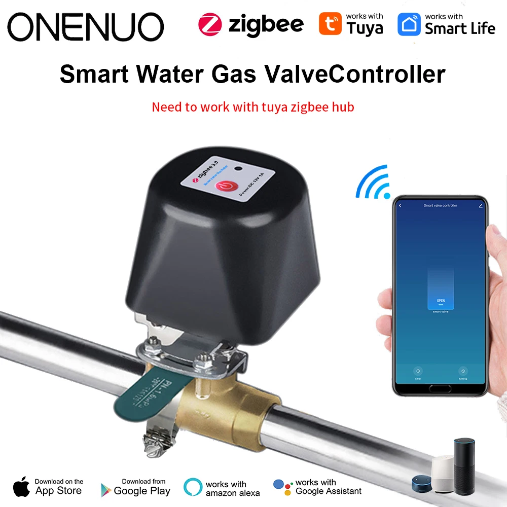 Onenuo Tuya Zigbee Slimme Gasklep Tuin Water Uitgeschakeld Timer Irrigatie Controller Met Alexa Google Assistent Nodig Tuya Hub