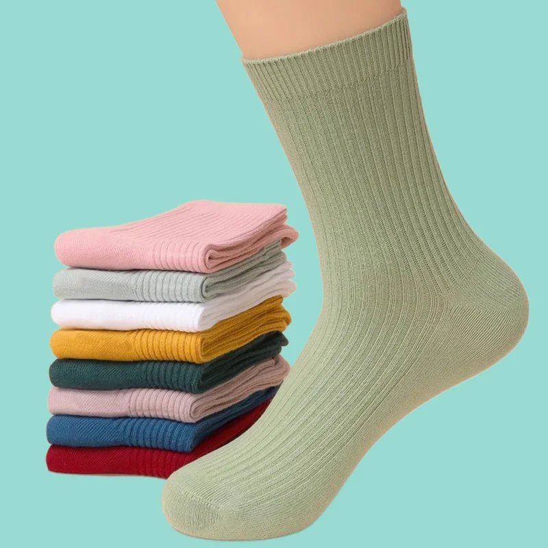 Chaussettes mi-longues respirantes et épaisses pour femmes, résistantes, ne se décolorent pas, chaudes, décontractées, 5/10 paires