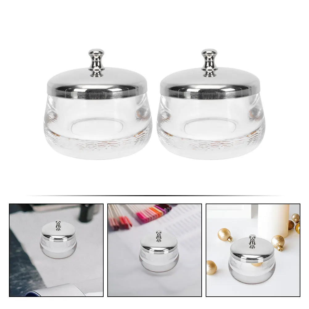 2Pcs Glass Nail Art Liquid Cup Exquisite Design Transparent Durable Mixing Washing Tool for Manicure Enthusiasts