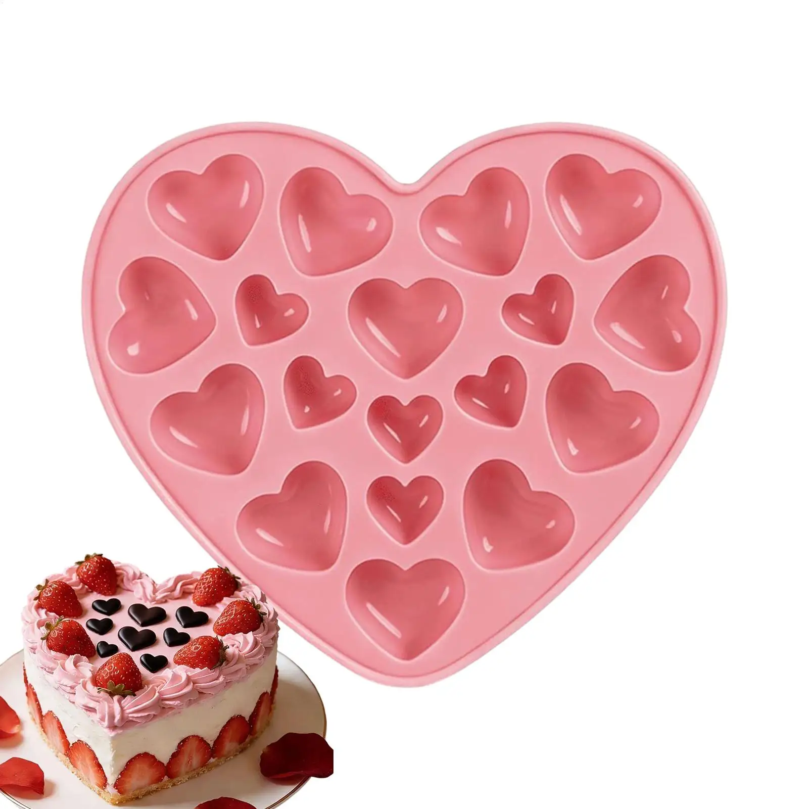 18-hole Heart-shaped Silicone Candy Mold Chocolate Mold Kitchen Ice Cubes Biscuits Pastry Manual Baking Mould Pudding Mold
