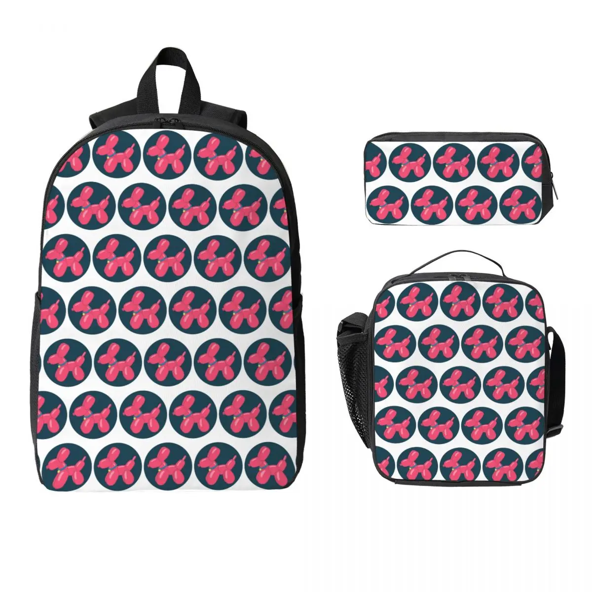 Balloon Dogs Backpack Student Boys Girls BookBag School Bag Laptop Shoulder Bags 3ps Insulated Lunch Bag Pencil Case
