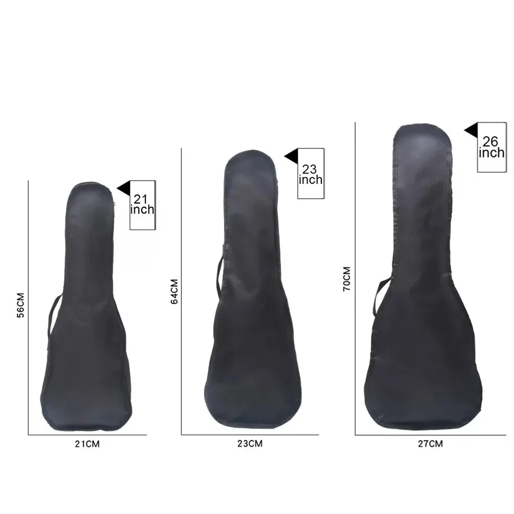 21/23/26 Inch Black Ukulele Waterproof Guitar Cover Gig Bag Soft Case Bag Single Shoulder Backpack With Adjustable Strap