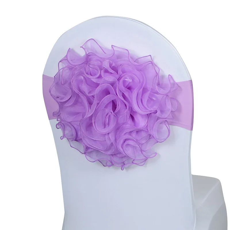 10Pcs Elastic Chair Sashes Gauze Big Flower Knot Cover For Hotel Wedding Events Celebration Birthday Party Decoration Wholesale