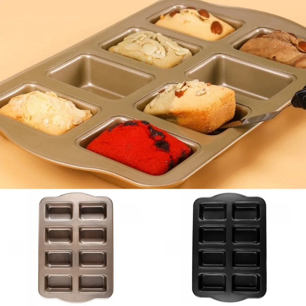 

New 8-Cavity Mini Loaf Pans Non-stick Rectangular Baking Mold Carbon Steel Tiny Banana Bread Pan Kitchen Accessories