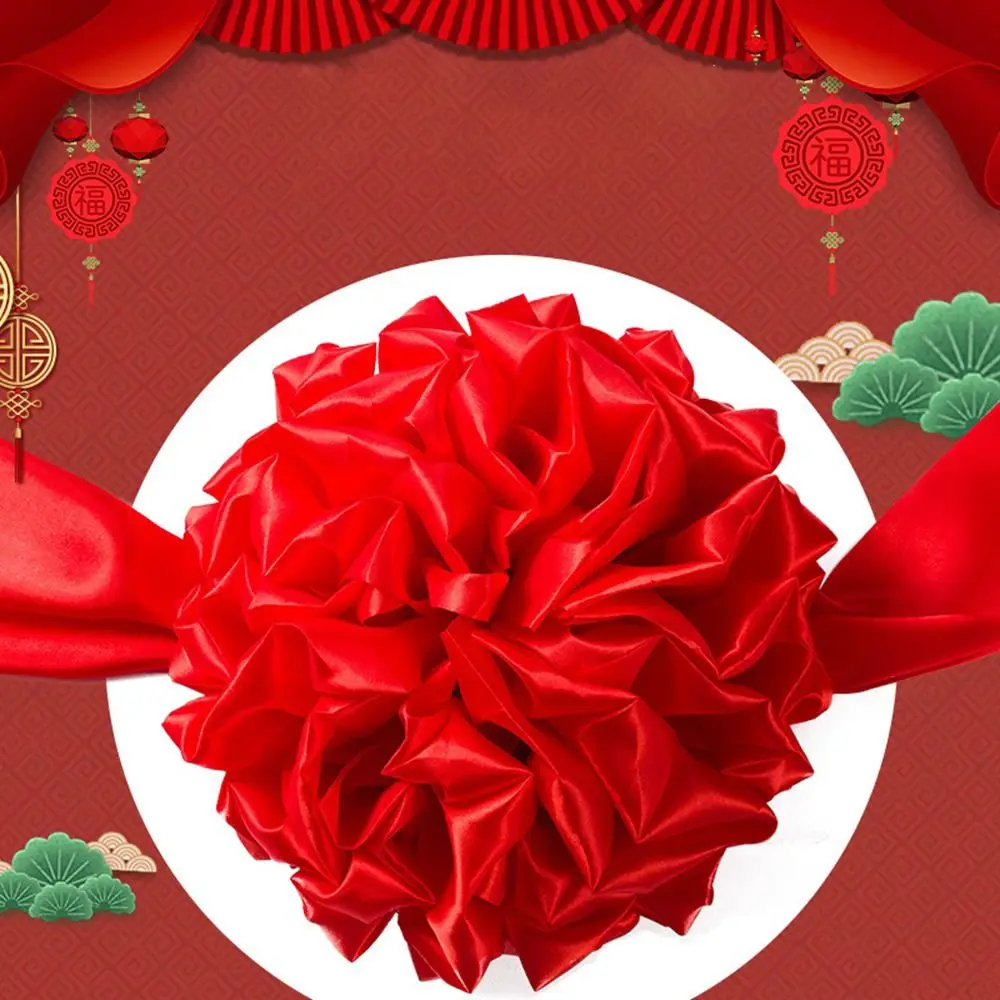 1Pcs Red Cloth Ribbon-Cutting Car Delivery Glorious Ornament Flower Ball Square Dance Props Hydrangea