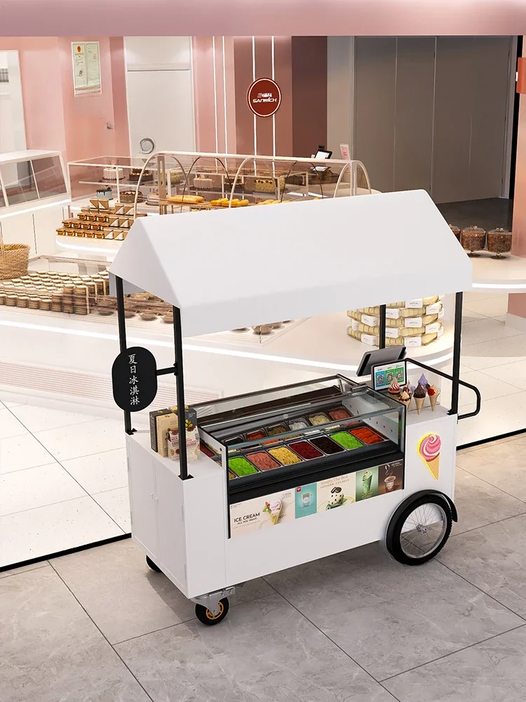 Mobile ice cream dining car dedicated ice cream machine stall trolley Internet celebrity milk tea shaver selling snack cart