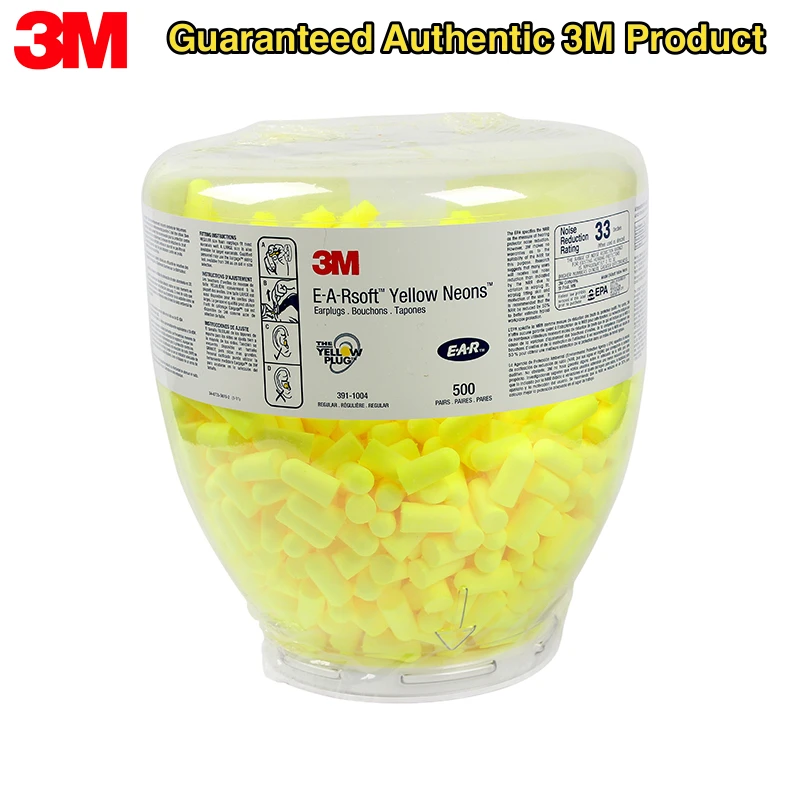 

3M E-A-Rsoft Yellow Neons Earplugs PU Foam Soft corded Ear Plugs Anti-noise sleeping Reduction Norope Earplugs Protective ear