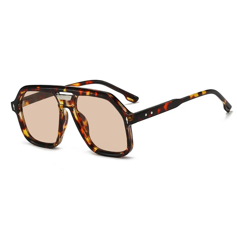 Quadratische Retro-Sonnenbrille für Damen und Herren, modisch, übergroßer Rahmen, Nieten-Design, Sonnenbrille, trendige Farbtöne, UV400-Brille