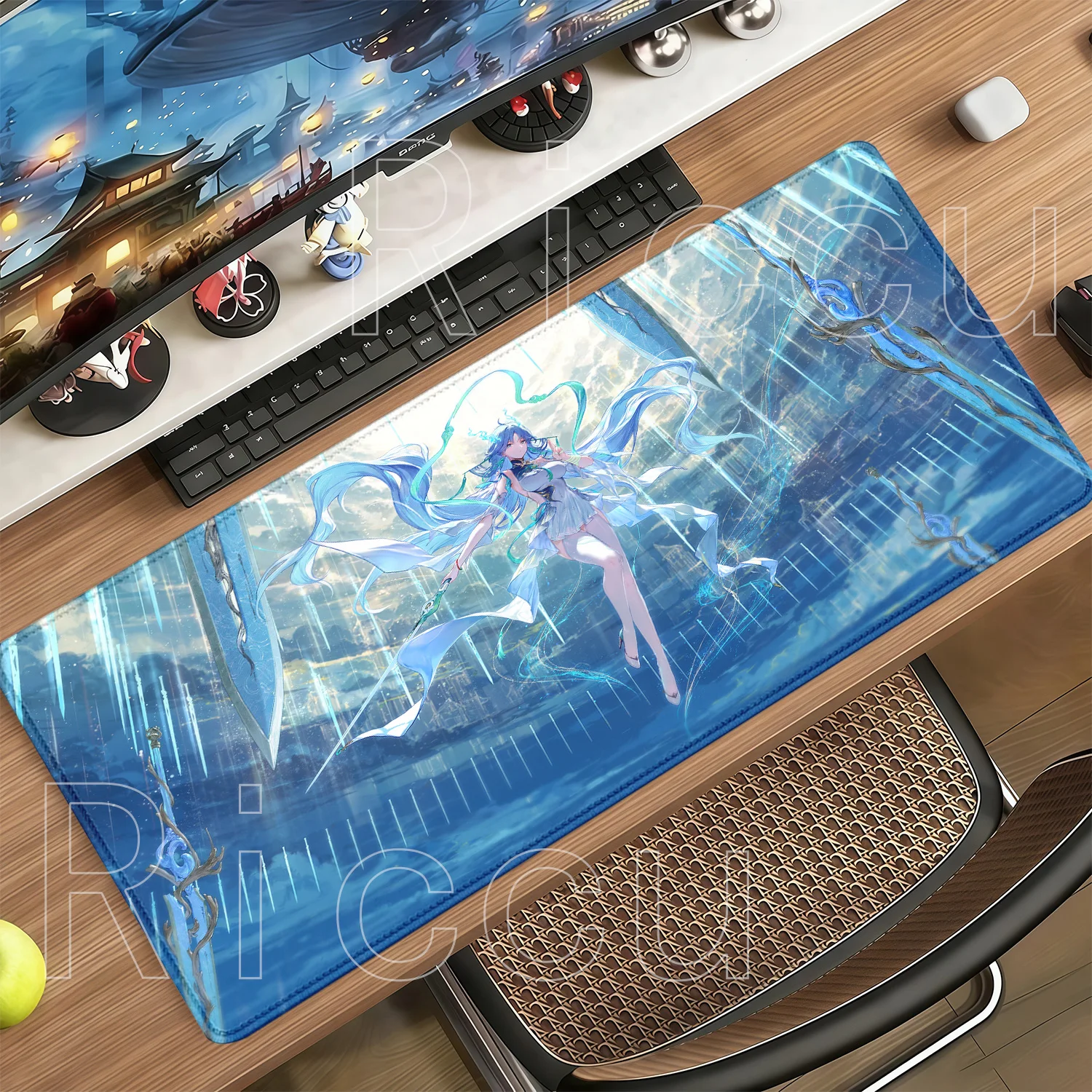 Qingxiao Wuthering Waves WuWa Kawaii Anime Sexy Girl Mousepad Gaming Keyboard Large Anti-slip Rubber Desk Mat HD Printing Carpet