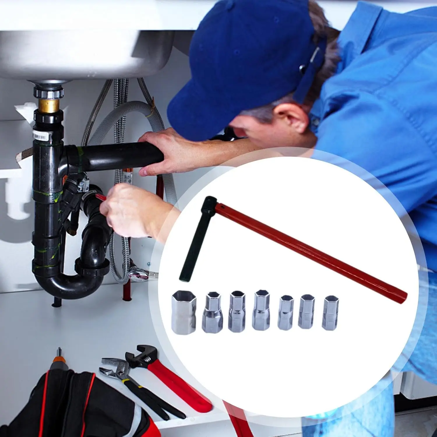 8PCS 8-13mm Wrench Socket Plumber Back Nut Kit Tap Installation Tool Bathroom Faucet