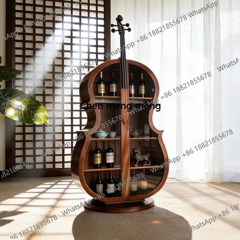 

Designer Creative Cello Wine Cabinet North American Special Irregular Wine Cabinet Display Art Bar Furniture Drankenkast