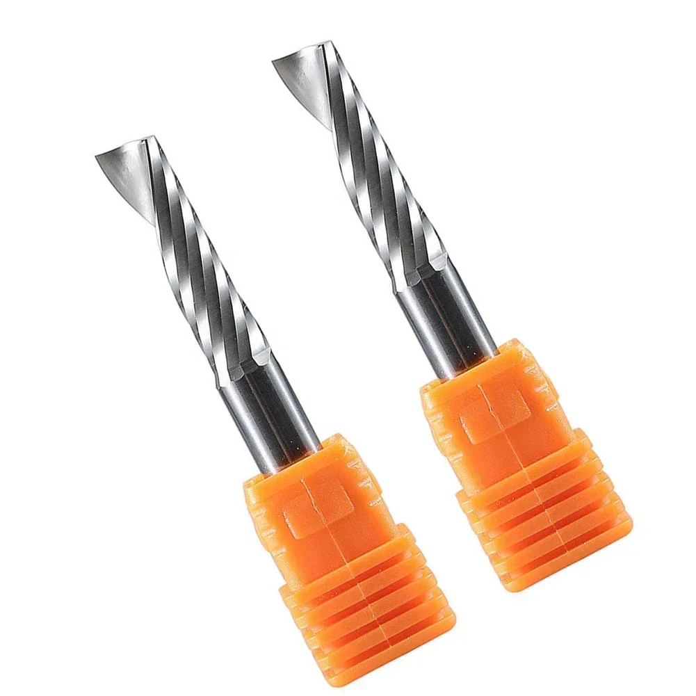 

2pcs 6mm Single Flute Spiral End Mill Carbide Router Bits For Aluminium Particle Board Log Acrylic PVC Power Tool Accessories