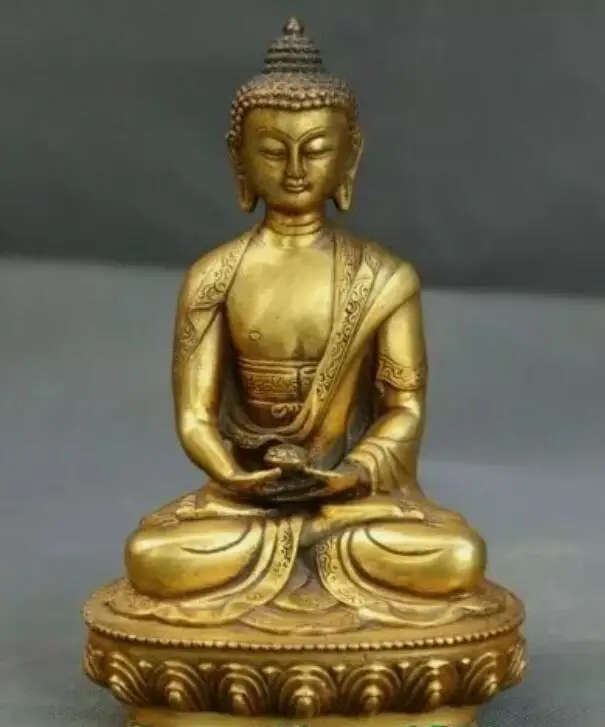 

Antiques Tibet Buddhism Religion Bronze Gild Shakyamuni Amitabha Buddha Statue