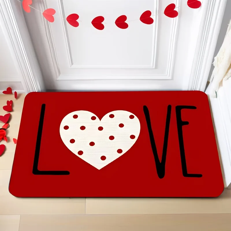 1pc Heart-shaped Welcome Floor Mat - Non-slip Rubber Sole, Suitable for Home Entrance, Bathroom, Kitchen, Bedroom, Mother's Da
