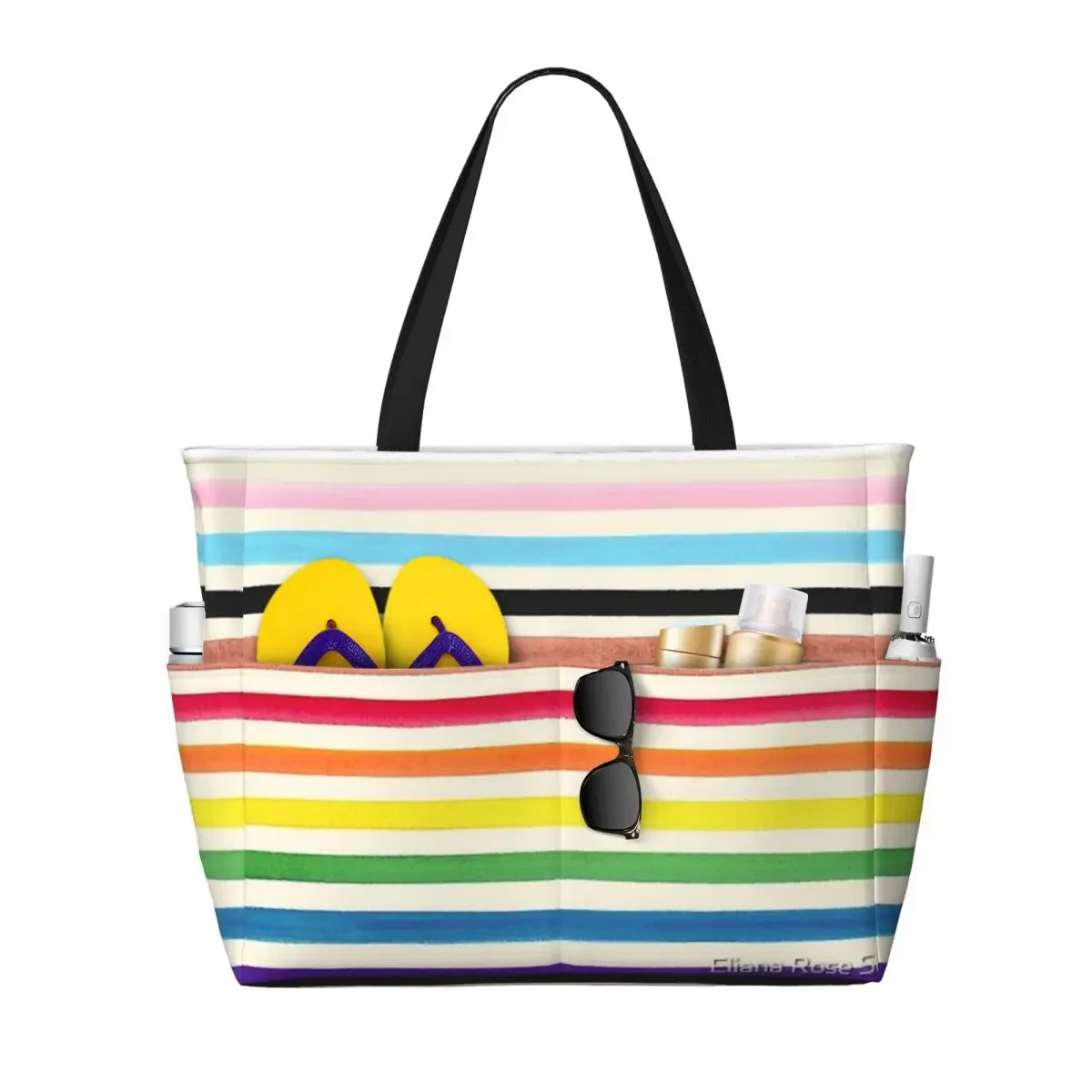 Progress Pride Stripes Beach Travel Bag, Tote Bag Popular Practical Sports Birthday Gift Multi-Style Pattern