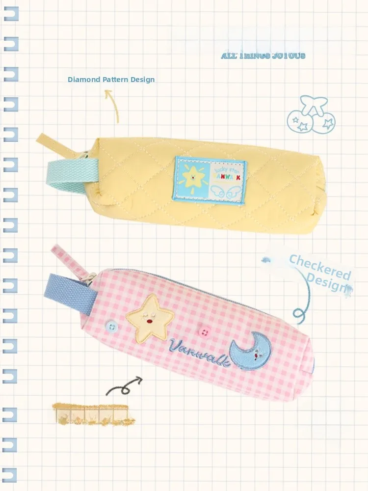 VANWALK Lucky Star Original Back-To-School Guide Pencil Case Student Stationery Simple Design Pen Holder for Girls