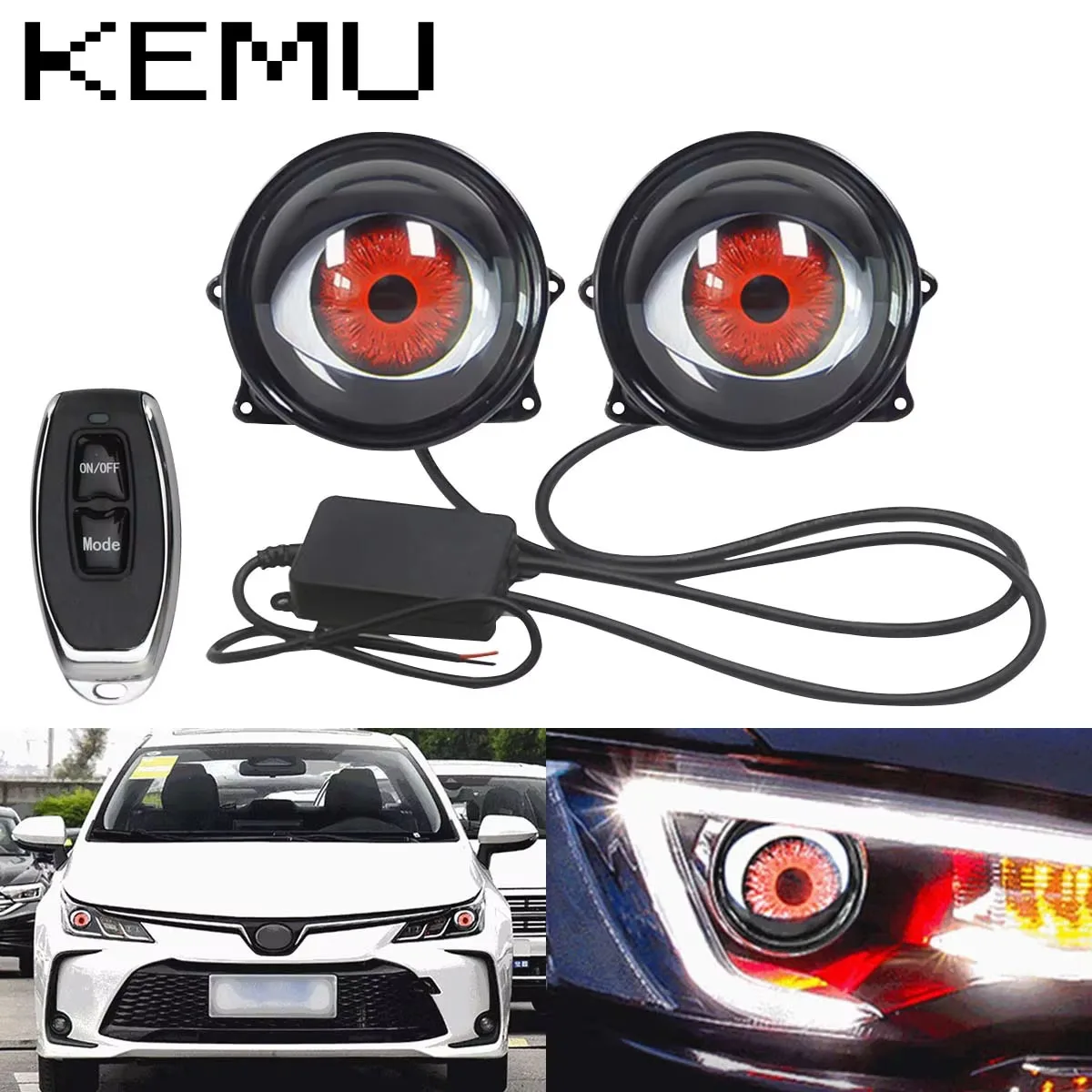 

3-дюймовые светодиодные автомобильные динамические фонари Devil's Eye 12 В с дистанционным управлением, комплекты для модернизации глаз, фара в сборе, автоаксессуары