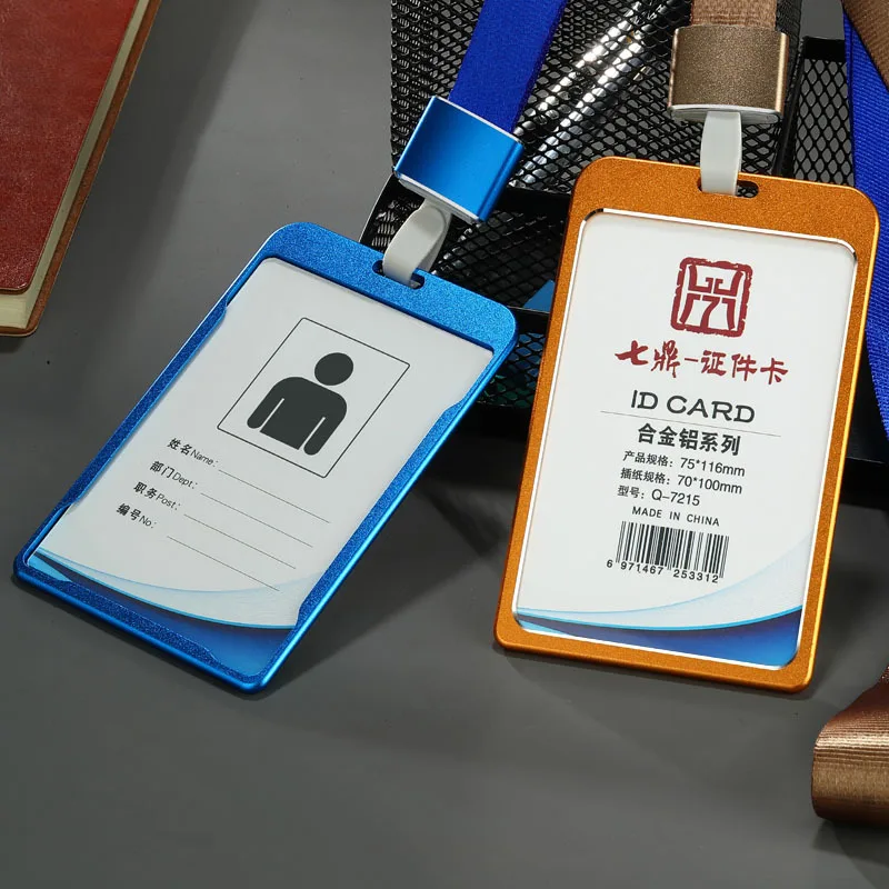 

Aluminum Alloy ID Card Holder Working Permit Case Lanyard Badge Holder Neck Strap for Staff Workers Pass Work Card Cover Sleeve